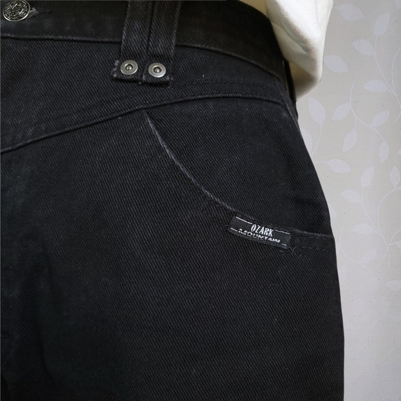 Vintage 90s High Rise Denim Mom Jeans 100% Cotton Washed Black Ozark 26 - Picture 5 of 15